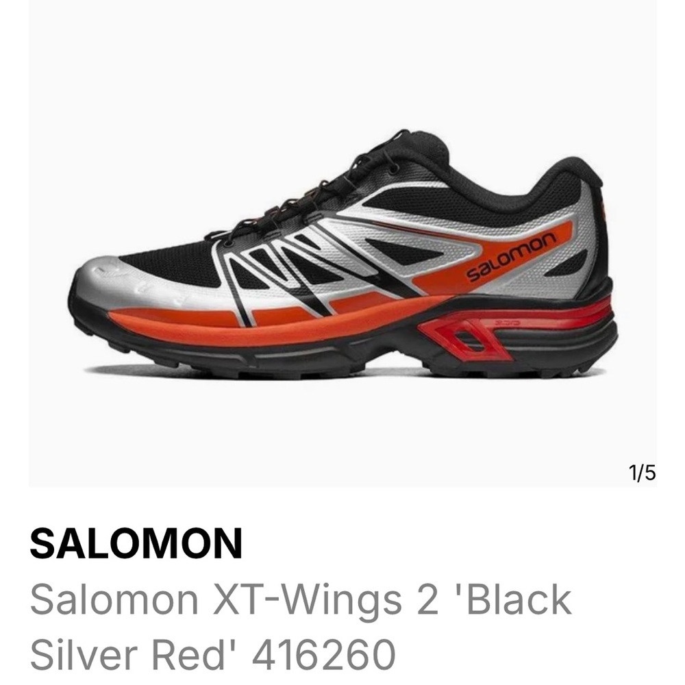 Salomon XT-Wings 2 Black Silver Vibrant Orange Men's Shoes size 9.5.